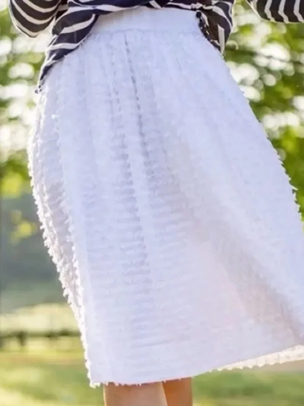 NWT J. Crew White Clip Dot Flared Midi 100% Cotton Skirt Sz 4